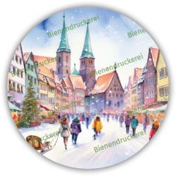 Deckeletikett 0930 "Weihnachten Marktplatz" 