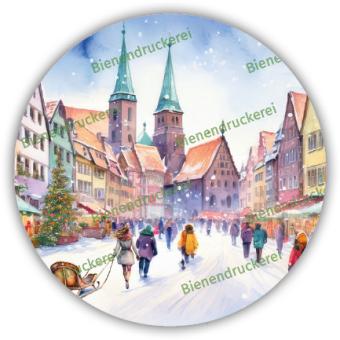 Deckeletikett 0930 "Weihnachten Marktplatz" 