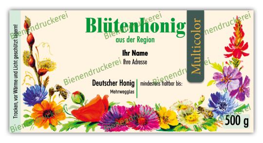 Honigglas Etikett Motiv 066 - Multicolor 