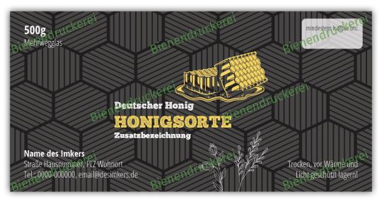 Honigglas Etikett Motiv 212 500g klassisch Nassleim